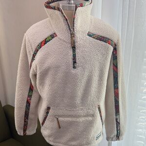 Hooey Cream Sherpa Jacket with Colorful Trim